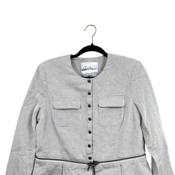 Carol Anderson By Invitation Womens Blazer Checkered‎ Flared Hem Pockets Size 6 - Picture 2 of 5